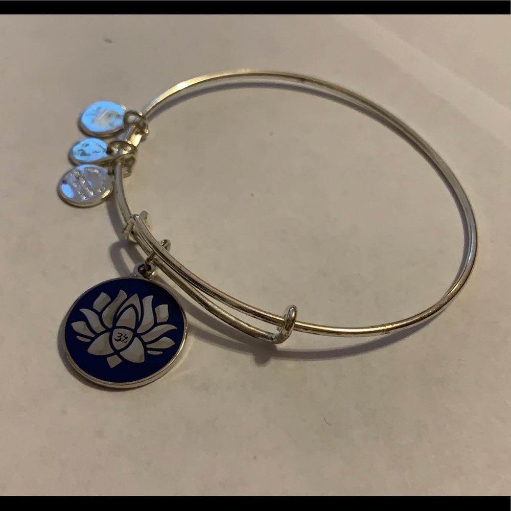 Alex and Ani LOTUS PEACE PETALS Blue Charm Bangle